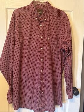 Ariat Men's Burgundy Micro-Pattern Button-Down Shirt-XL Tall